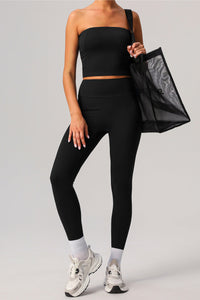 Bandeau sports bra + high stretch sports leggings 2-piece set