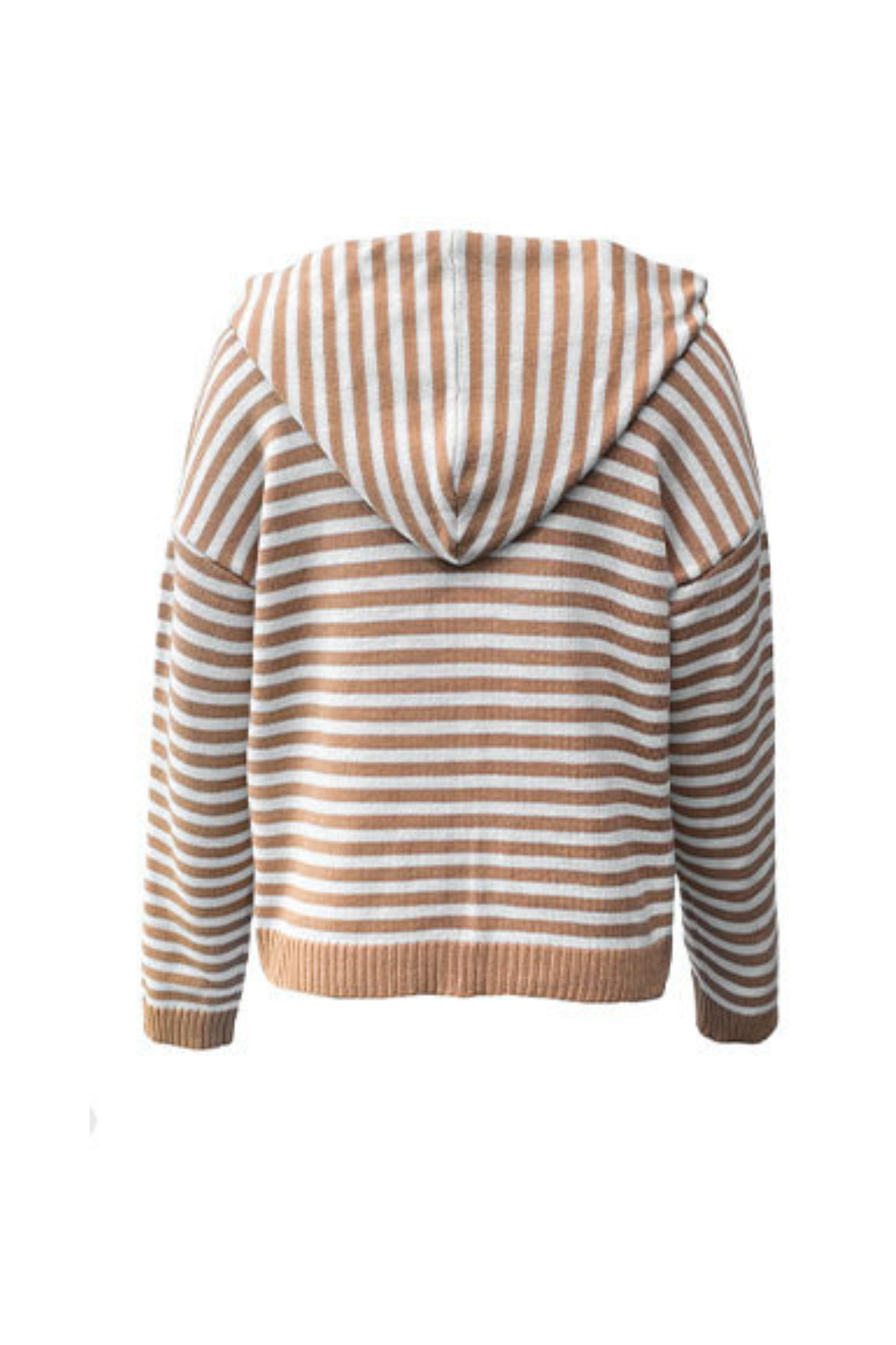 Women's Winter Striped Two-Way Zipper Hooded Knit Cardigan