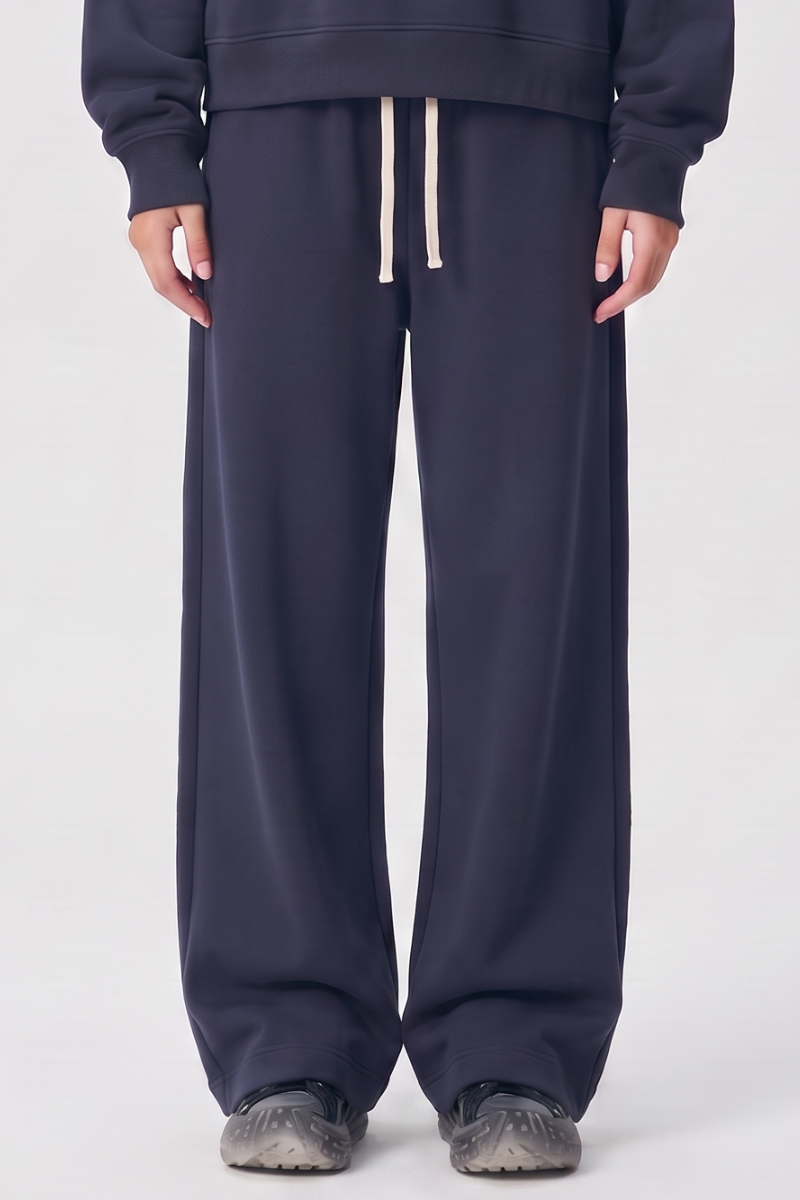 Unisex Fall Drawstring Side Pocket Wide Leg Sweatpants