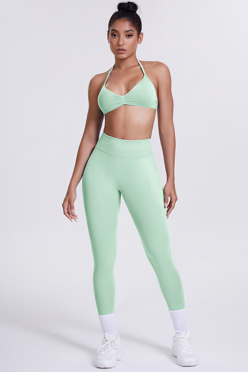 Women's Seamless Sports Bra Athletic Leggings Two-Piece Set
