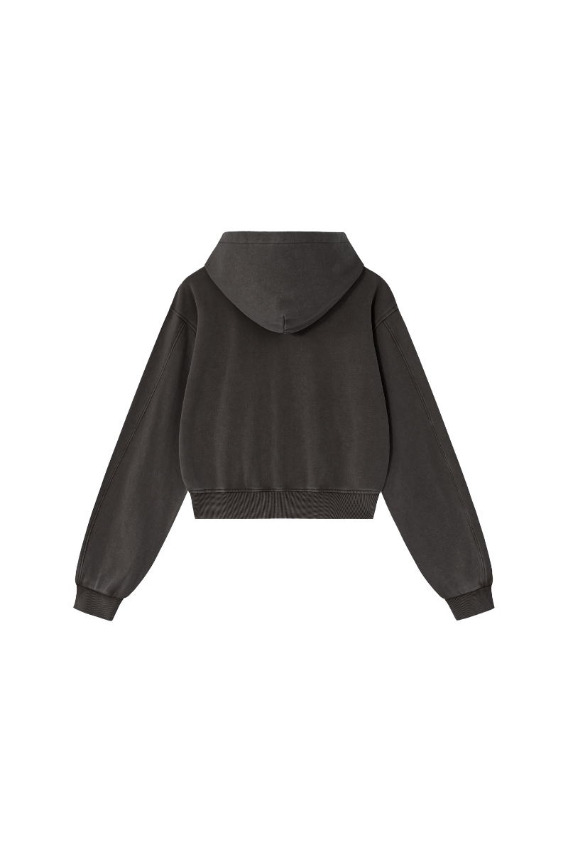 Unisex Fall Campus Cropped Zip Up Hooded Jacket
