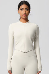 Women's round neck front zipper sports jacket