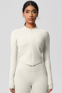 Women's round neck front zipper sports jacket