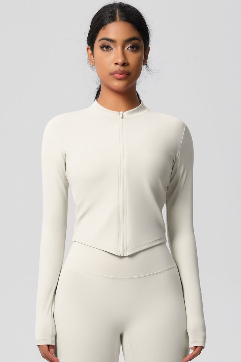 Women's round neck front zipper sports jacket