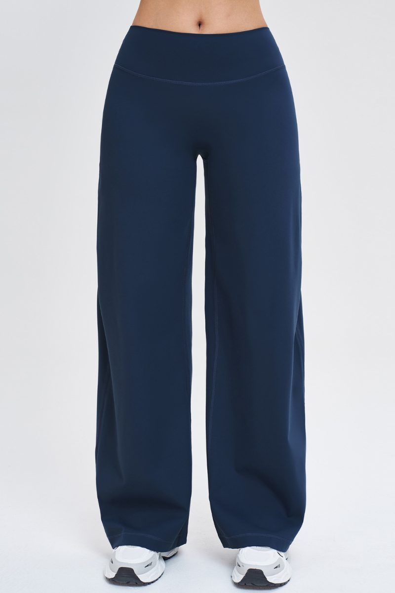 Women's High Waist V-Seam Butt Lifting Draped Wide Leg Pants