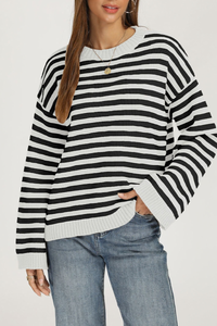 Women's Fall/Winter Knit Striped Knit Color Block Sweater