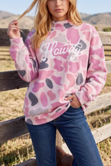 Women's Winter Camo Howdy Letter Mock Neck Sweatshirt