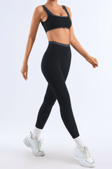 Women's Polka Dot Wide Strap Bra & High Rise Leggings Set