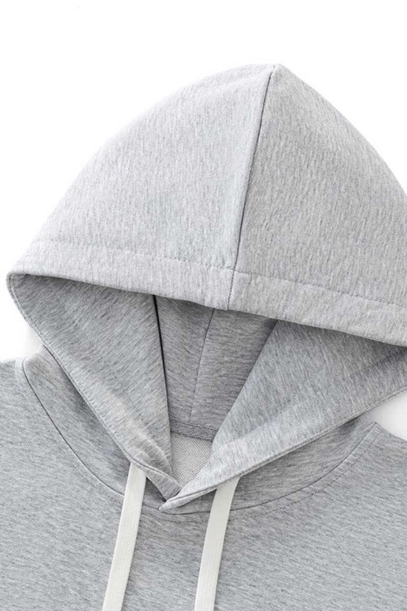Women's Fall 100% Cotton Contrast-Stitch Boxy Cropped Hoodie