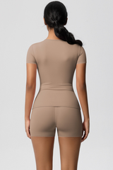 Women Yoga Set: Quick Dry Breathable Short Sleeve + Shorts