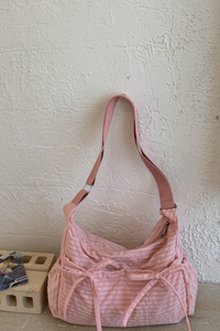 Women's Mini Check Bow Decor Adjustable Strap Crossbody Bag