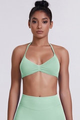 Women's Seamless Pleated Halterneck Sports Bra
