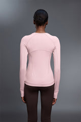 Women Round Neck Slim Fit Long Sleeve Workout Top