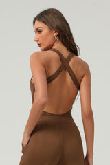 Women Cross-Back High-Waist One-Piece Yoga Bodysuit
