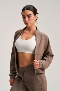 Women Stand Collar Slim-Fit Multi-Pocket Sporty Casual Jacket