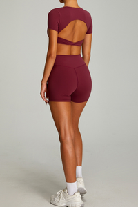 Women's Set:Twist-Front Tank Top & Criss-cross Waist Shorts