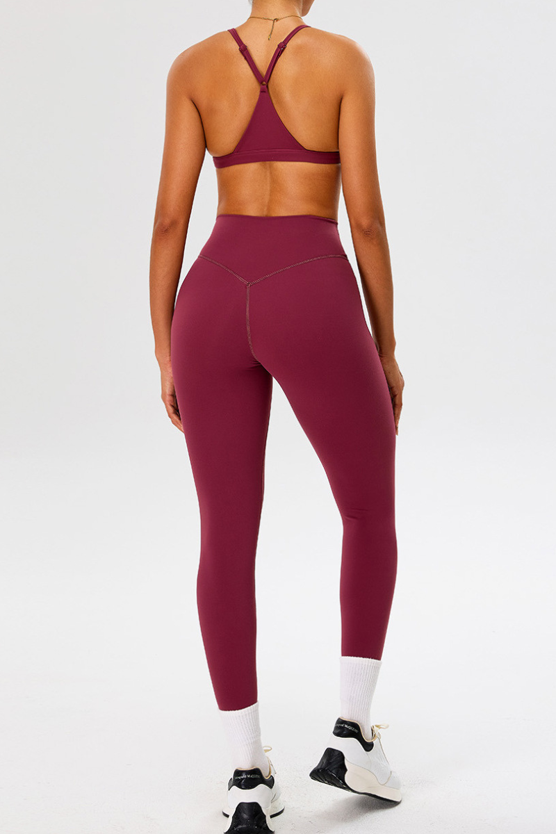 Women's Athletic Set:Triangle Cup Bra And High Waist Leggings
