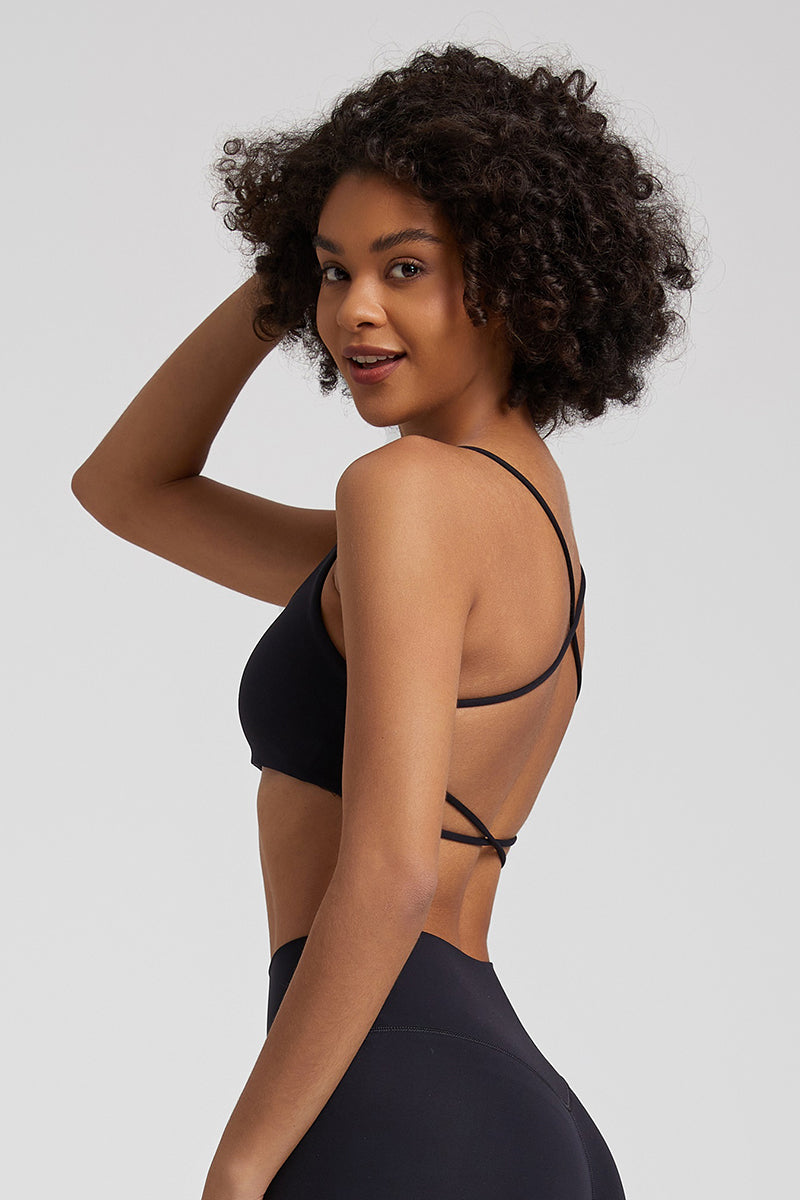 Thin Straps On The Back Crossover Fold-Up Sports Bra