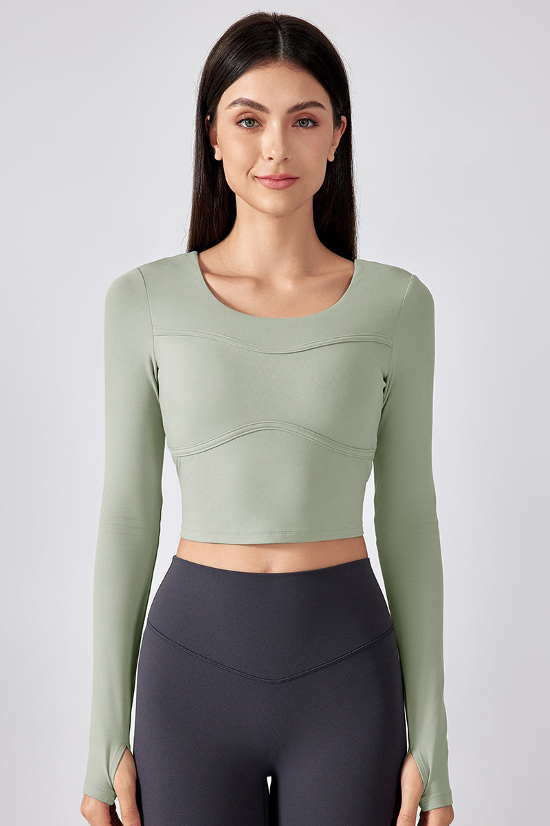 Women's Athletic Fixed Cup Longsleeve Crop Top