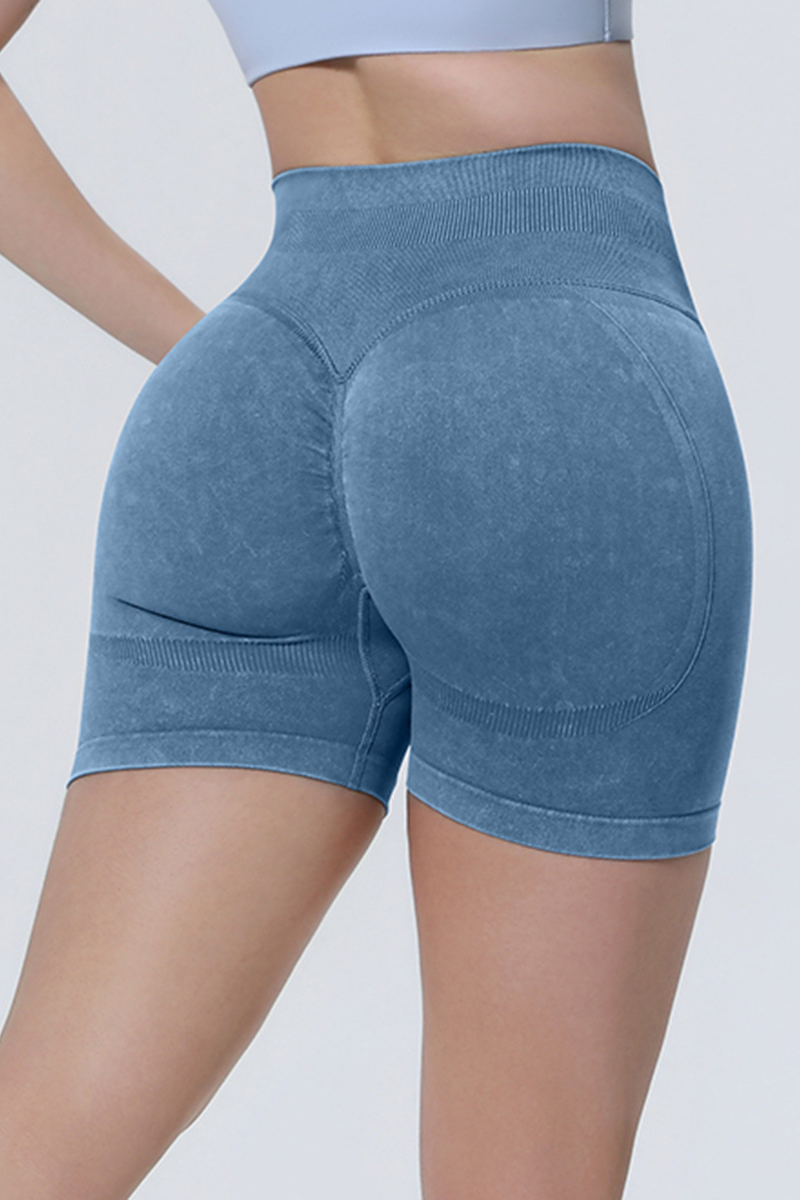 Women's Athletic Seamless Washed Pleated  Yoga Shorts