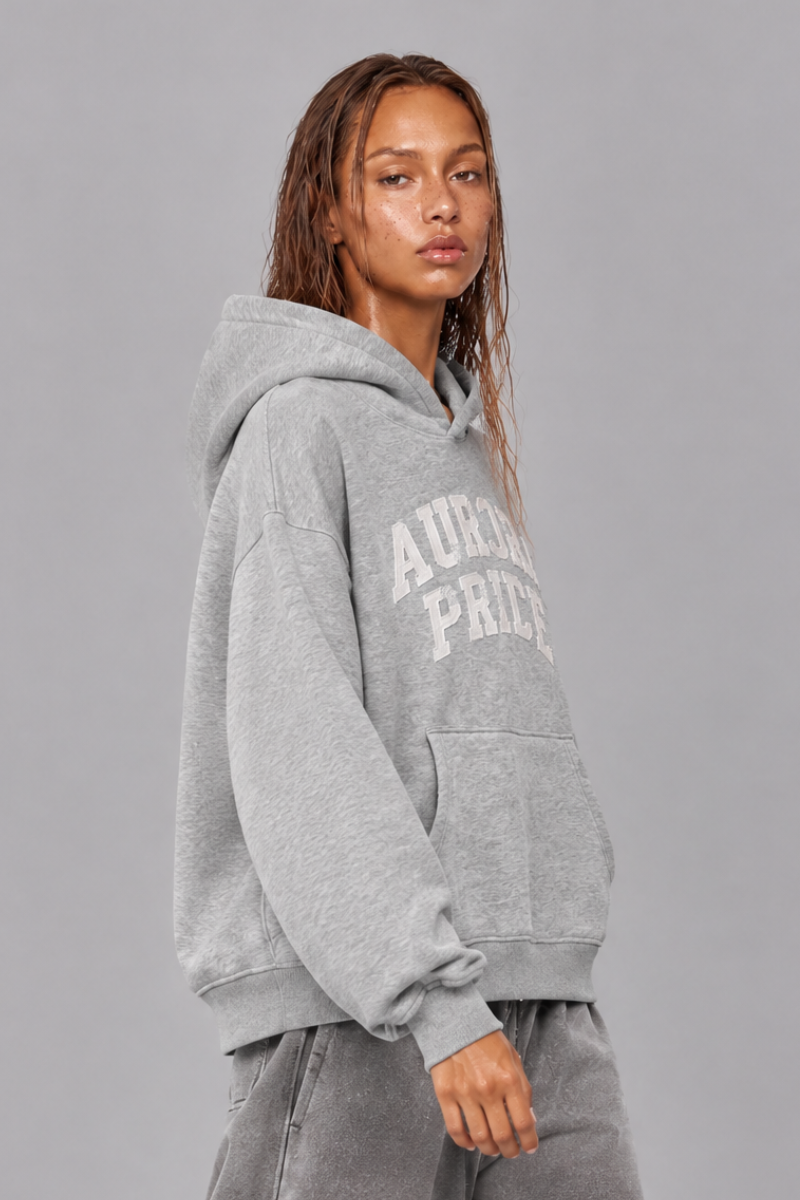 Women's Fleece Vintage Campus Applique Embroidered Hoodie