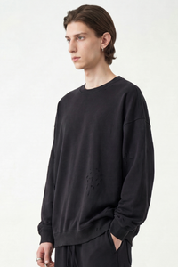 Men's Fall Washed Distressed Loose Drop Shoulder Pullover