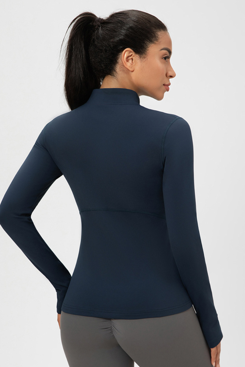 Women’s Stand-Collar Slim-Fit Fleece-Lined Athletic Jacket