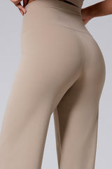 Women High-Waist Wide-Leg Butt-Lifting Cuffed Naked-Feel Yoga Running Workout Pants
