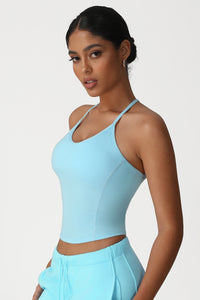 Women Slim Fit Cross Back Yoga Sports Vest High Elastic Workout Tank Top