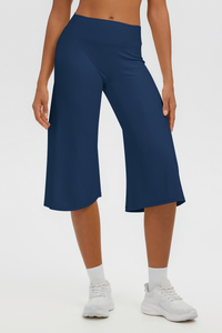 Women's Brushed Mid Waist Wide Leg Capri Yoga Pants