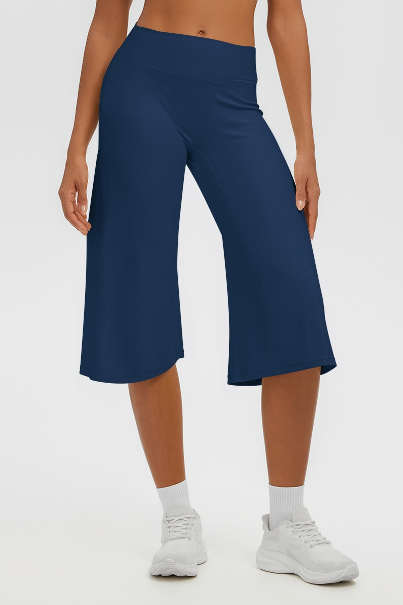 Women's Brushed Mid Waist Wide Leg Capri Yoga Pants