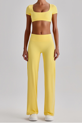 Women's  Quick Dry T-shirt & No Front Seam Yoga Pants Set