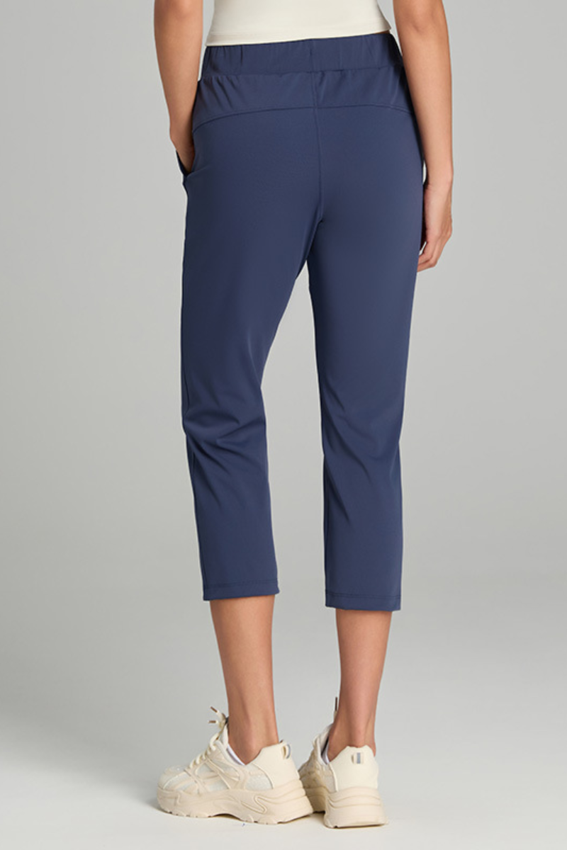Women's Spring Drawstring Waist Pocket Capri Sports Pants