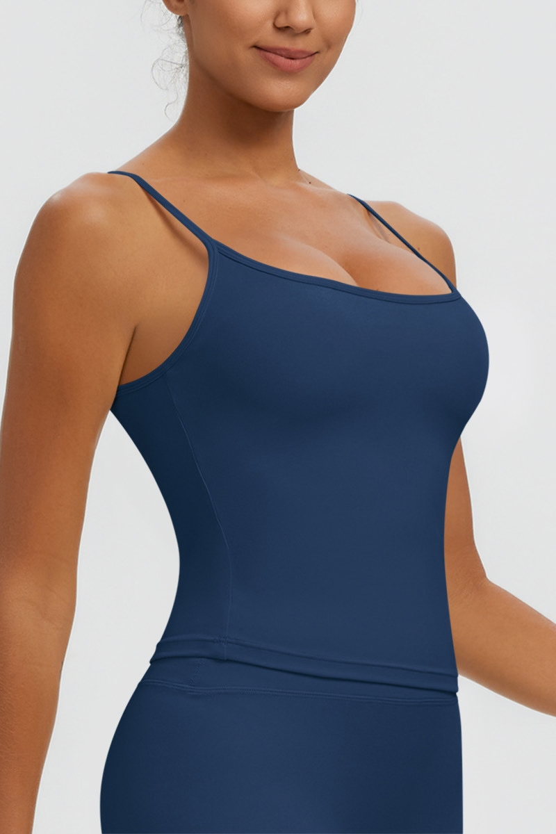 Women Square Neck Adjustable Thin Strap Workout Tank Top