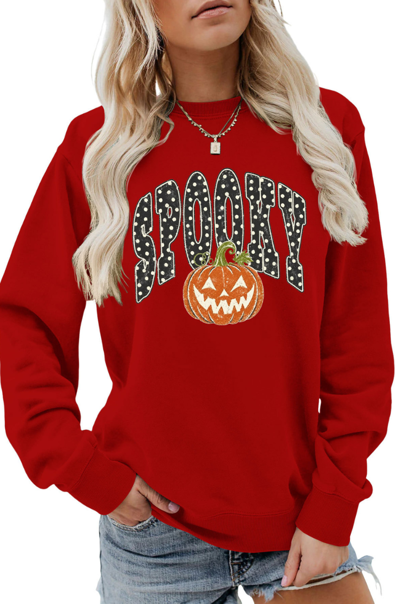 Women's Fall Pumpkin Polka Dot Halloween Multi‑Color Pullover