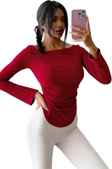 Women's Long Sleeve Boat Neck Yoga Top