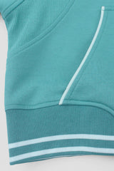 Women Contrast Trim Hooded Zip-Front Sport Jacket