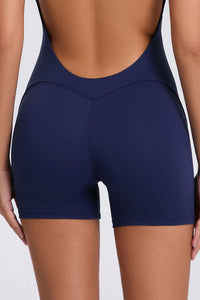 Women Short Sleeve Backless Hip & Tummy Tight Dance Sports Fitness Yoga Bodysuit