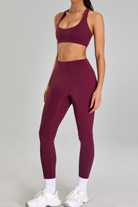 Women's Two-Piece Set:U-Neck Bra And Slim Leggings
