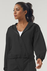 Women'S Zipper Hem Drawstring Sport Hooded