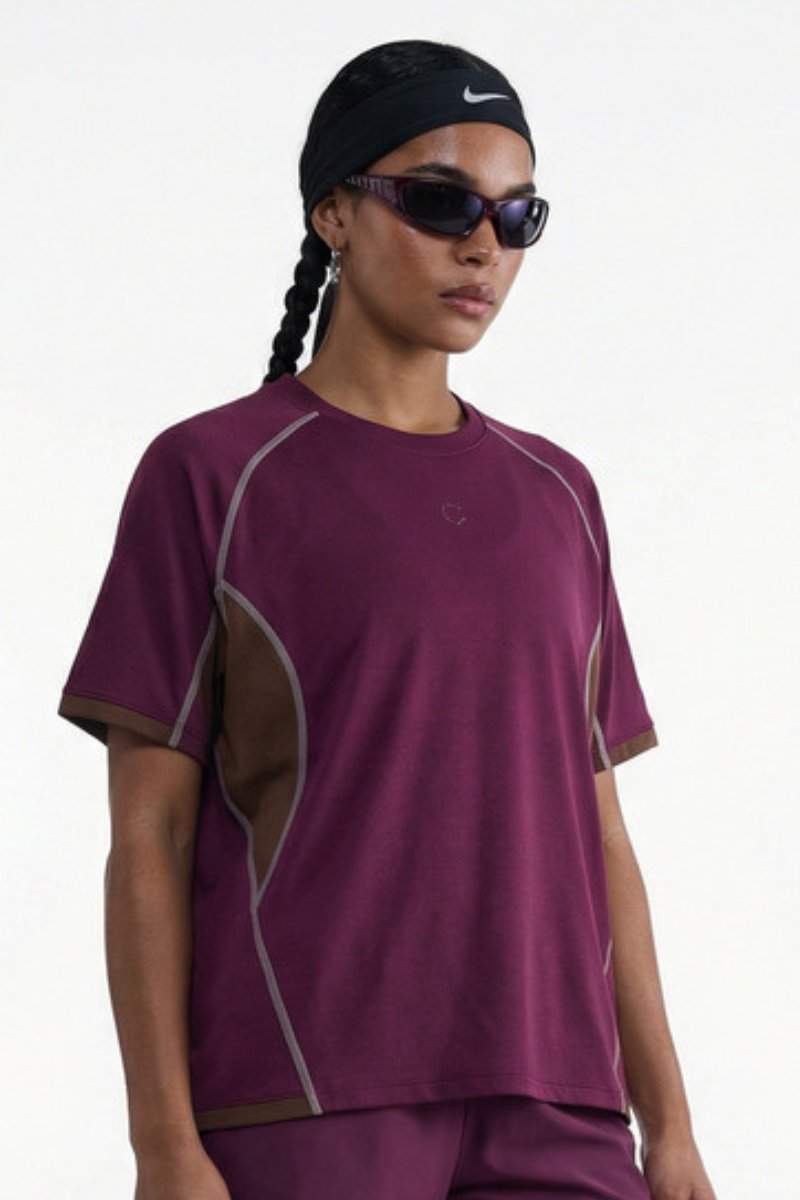 Women's Vintage Raglan Contrast Stitch Panel Quick Dry Tee