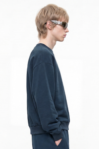 Men's Fall Heavyweight Fleece Cropped Crew Neck Sweatshirt