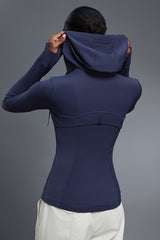 Women Slim-Fit Hooded Yoga Running Stretch Workout Jacket