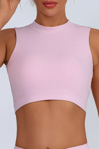Women's Sports Solid Halterneck Cross Back Tie Tank Top