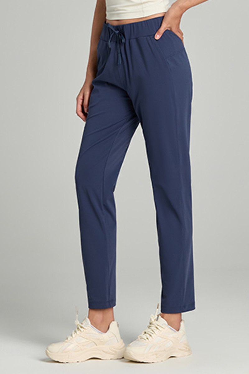 Women's Spring Solid Drawstring Sports Cropped Pants