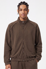 Men's Fall  100% Cotton Washed Faded Raw Edge Zip Up Jacket