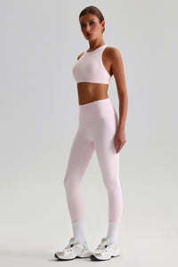 Women Brushed Cross-Back Slim-Fit Yoga Set: High-Waisted Butt-Lifting Outdoor Running Leggings + Round Neck Sports Bra