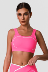 Women's Wide Straps Contrast Line U-Back Sports Bra