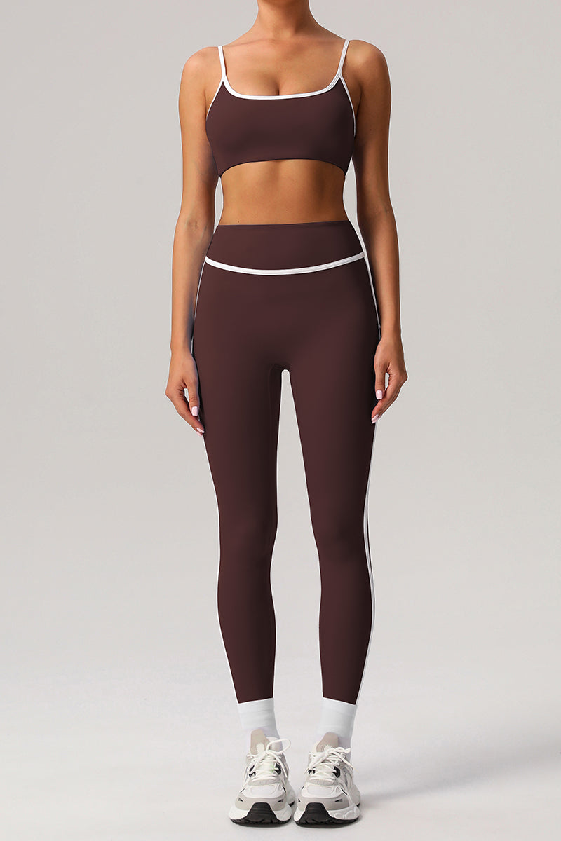 2 Pcs Set High Support Sports Bra + U-shaped waistline Yoga Sports Legging