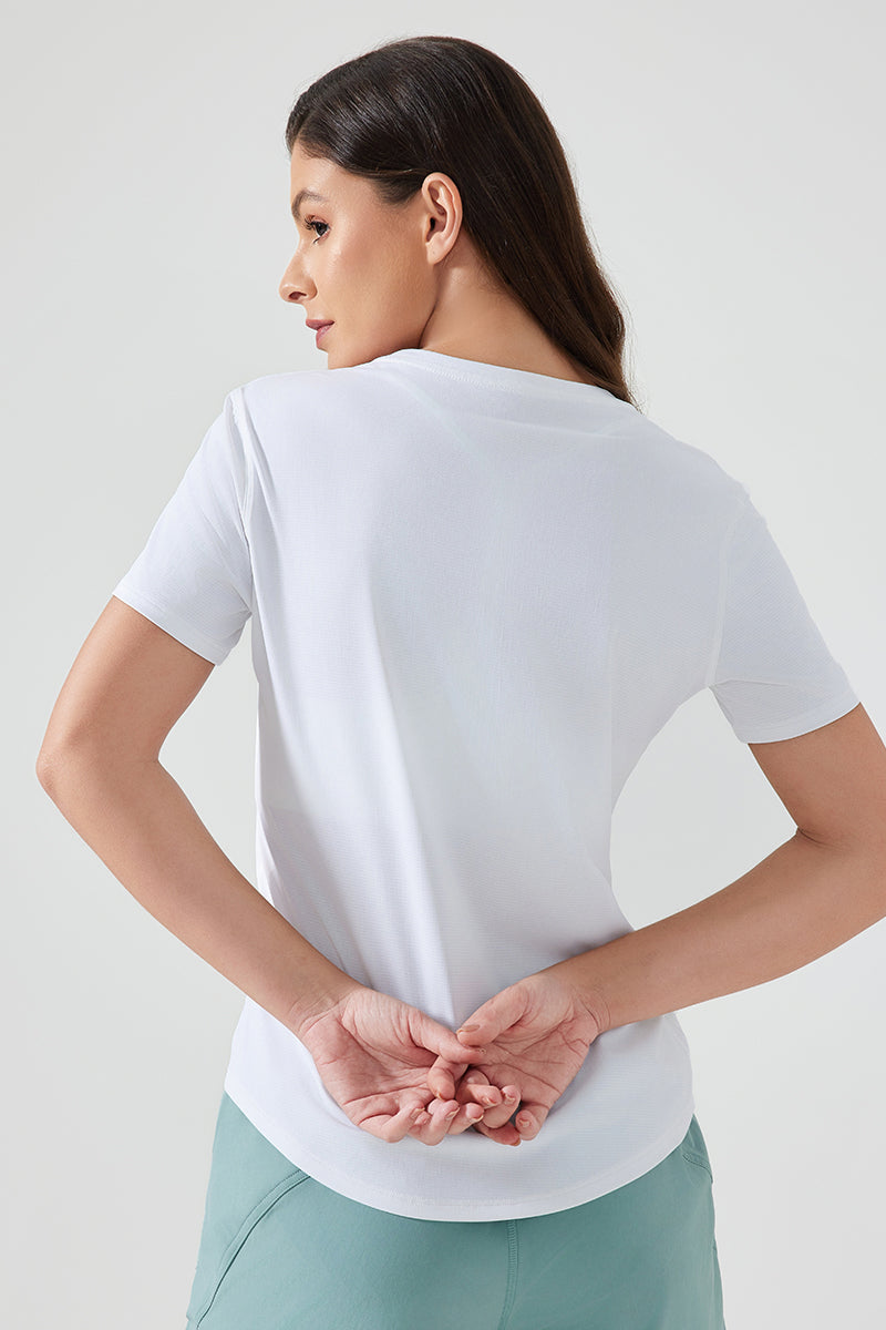 Women Lightweight Breathable Slim-Fit Quick-Dry Yoga Fitness Short-Sleeve Top